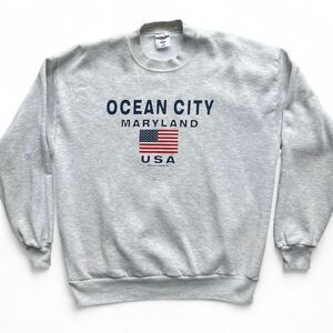 Vintage 1997 Ocean City Maryland USA Grey Crewneck Pullover Sweatshirt Size XL
